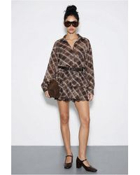 Bianco Lucci - Kariertes Oversized Hemd Und Rock-Set - Lyst