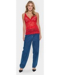Saint Tropez - Jerseytop Gerade Passform Flame Scarlet - Lyst