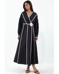 Msn-Collection - Belted Striped Maxi Dress - Lyst