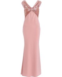 Quiz - Foil Knot Front Maxi Dress - Lyst