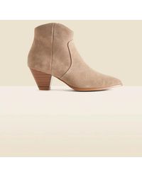 Sosandar - Taupe Suede Western Stack Heel Ankle Boots - Lyst