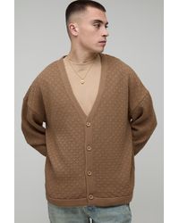 BoohooMAN - Relaxed Fit Basket Knit Cardigan - Lyst