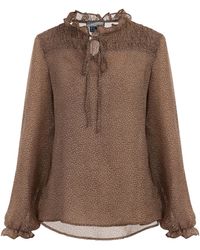 Dreimaster - Blouse Dames Bruin-gebroken Wit - Lyst