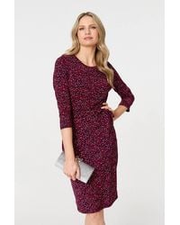 Izabel London - Animal Print Knot 3/4 Sleeve Short Dress - Lyst