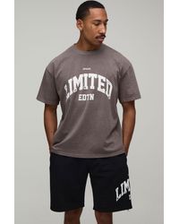 BoohooMAN - Oversized Washed Limited Edition Printed T-Shirt & Short Set - Lyst