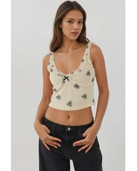 Hiccup - U Collar Printed Crop Tank Top - Lyst