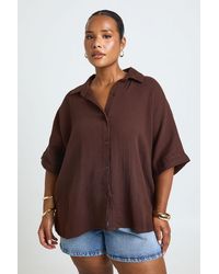 Boohoo - Plus Short Sleeve Boxy Beach Shirt - Lyst