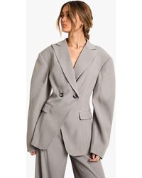 Boohoo - Woven Tailored Barrel Sleeve Wrap Blazer - Lyst
