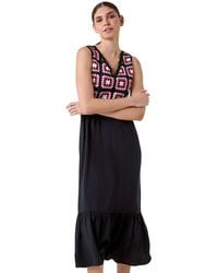 Roman - Sleeveless Crochet Fit & Flare Midi Dress - Lyst