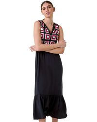 Roman - Sleeveless Crochet Fit & Flare Midi Dress - Lyst