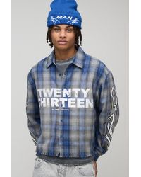 BoohooMAN - Oversized Boxy Twenty Thirteen Check Long Sleeve Shirt - Lyst