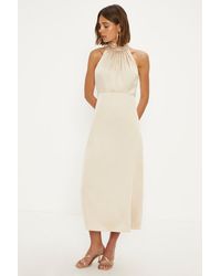 Oasis - Satin Halter Neck Midi Bridesmaids Dress - Lyst