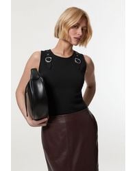 Karen Millen - Buckle Trim Knitted Top - Lyst