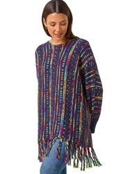 Roman - Fringe Hem Knit Longline Jumper - Lyst