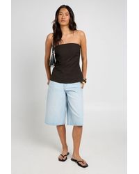 Boohoo - Linen Look Longline Bandeau Top - Lyst