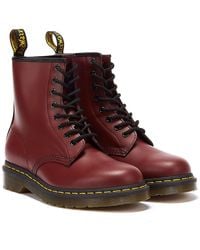 Dr. Martens - Shop Voor 1460 Gladde Vrouwelijke Kersenrode Leren Laarzen - Lyst