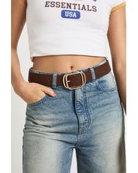 Boohoo - Faux Suede Double Buckle Detail Belt - Lyst