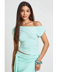 Boohoo - Soft Touch Cropped Off The Shoulder Top - Lyst