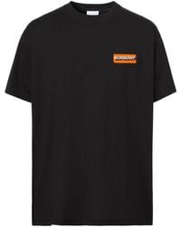 Burberry - Zwart T-shirt Met Korte Mouwen Van Met Logo-appliqué - Lyst