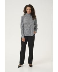 Kaffe - Blouse Met Lange Mouwen Regular Fit Grey_celestialblue Wavy Print Blue Darkgrey - Lyst