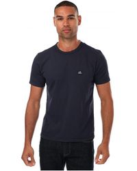 C.P. Company - Piqué T-shirt Met Logo Voor , Marineblauw - Lyst