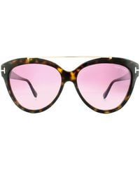 Tom Ford - Sunglasses 0518 Livia 52Z Dark Havana Gradient Mirror - Lyst