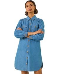 Roman - Denim Button Through Shirt Dress - Lyst