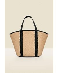 Sosandar - Raffia Tote Bag With Contrast Straps - Lyst