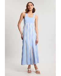 Karen Millen - Contrast Wave Knit A-Line Knitted Strappy Dress - Lyst