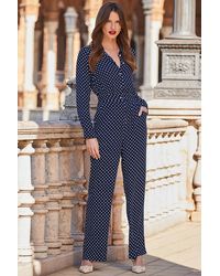 Sosandar - Spot Print Straight Leg Jumpsuit - Lyst