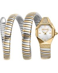 Just Cavalli - Snake Watch, Rose Color Case, Dial, Two Tone & Stainless Steel Bracelet - Lyst