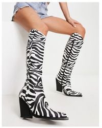 ASOS - Catapult Heeled Western Knee Boots - Lyst