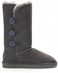 Infinity Leather - Sheepskin Suede Button Warm Winter Calf Boots - Lyst