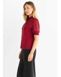 Gini London - High Neck Lace Loose Fit Blouse - Lyst