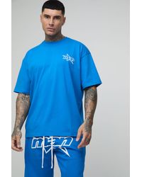 BoohooMAN - Tall Star Puff Print Oversized T-Shirt & Relaxed Jersey Short Set - Lyst