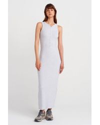 Dilvin - Ribbed Cotton Blend Sleeveless Maxi Dress - Lyst