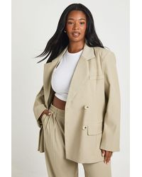 Boohoo - Plus Oversized Horn Button Blazer - Lyst