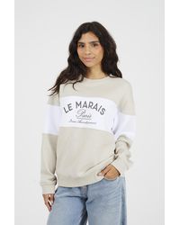 Brave Soul - Contrast Stripe Panel Crew Neck Sweatshirt Cotton - Lyst