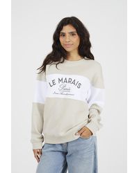 Brave Soul - Contrast Stripe Panel Crew Neck Sweatshirt Cotton - Lyst