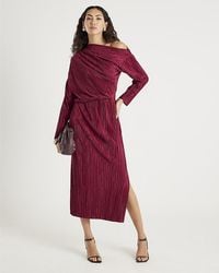 River Island - Midi Dress Plisse Long Sleeve - Lyst