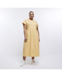 River Island - T-Shirt Midi Dress Plus Poplin Rayon - Lyst