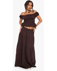 Boohoo - Crinkle Cotton Maxi Skirt - Lyst