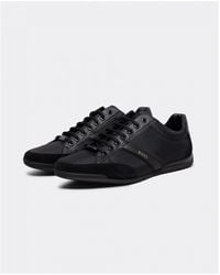BOSS - Boss Saturn Low Profile Mixed Material Trainers With Suede And Faux Leather - Lyst