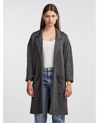 Pieces - Notched Neck Relaxed Fit Coat - Lyst