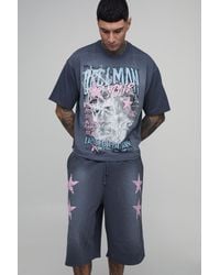 BoohooMAN - Tall Oversized Boxy Graphic Star Limited Edition T-Shirt And Jort Set - Lyst