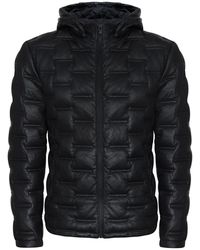 Infinity Leather - Hooded Puffer Quilted Bomber Jacket - Lyst