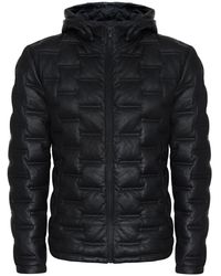 Infinity Leather - Hooded Puffer Quilted Bomber Jacket - Lyst