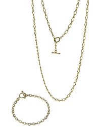 The Jewellery Stockroom - Rolled Figure Of Eight T-Bar 20" Necklace And 7.5" Bracelet Set Plated - Lyst