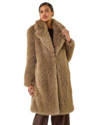 Roman - Premium Faux Fur Coat - Lyst