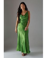 Warehouse - Petite Metallic Lame Cowl Neck Maxi Dress - Lyst